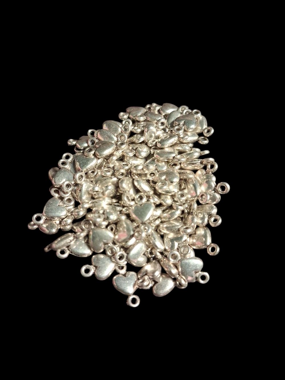 Silver Heart Charm Connectors for Women's Jewelry